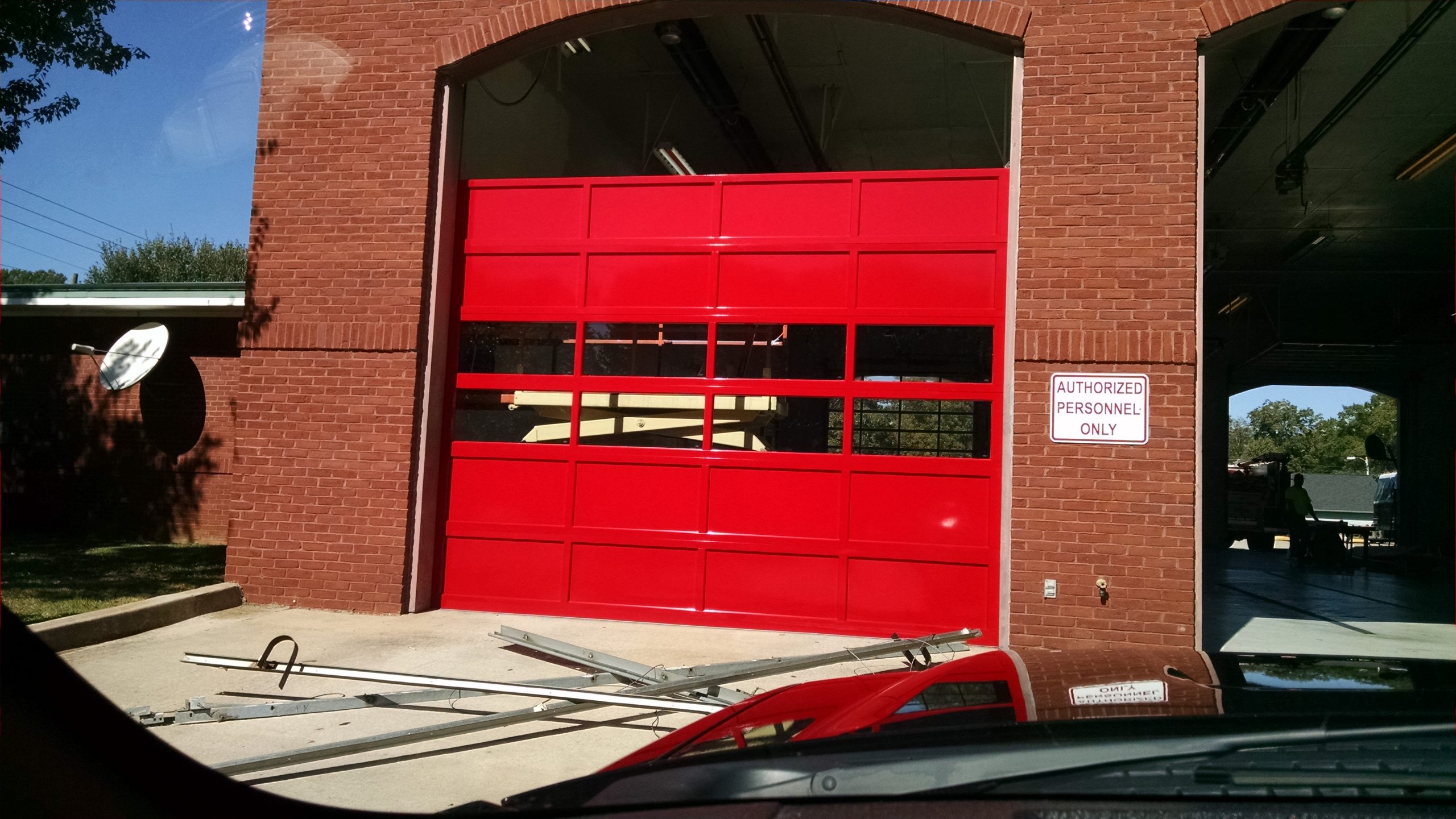 commercial garage doors on building
